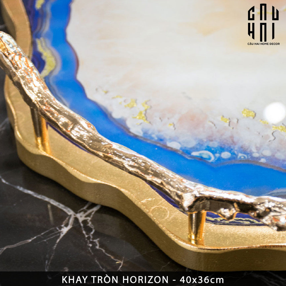 Khay Tròn Abysses Bleu Profond Ronde Decorative Trays 36x40-KHAY TRANG TRÍ-CẬU HAI HOME DECOR-CẬU HAI HOME DECOR
