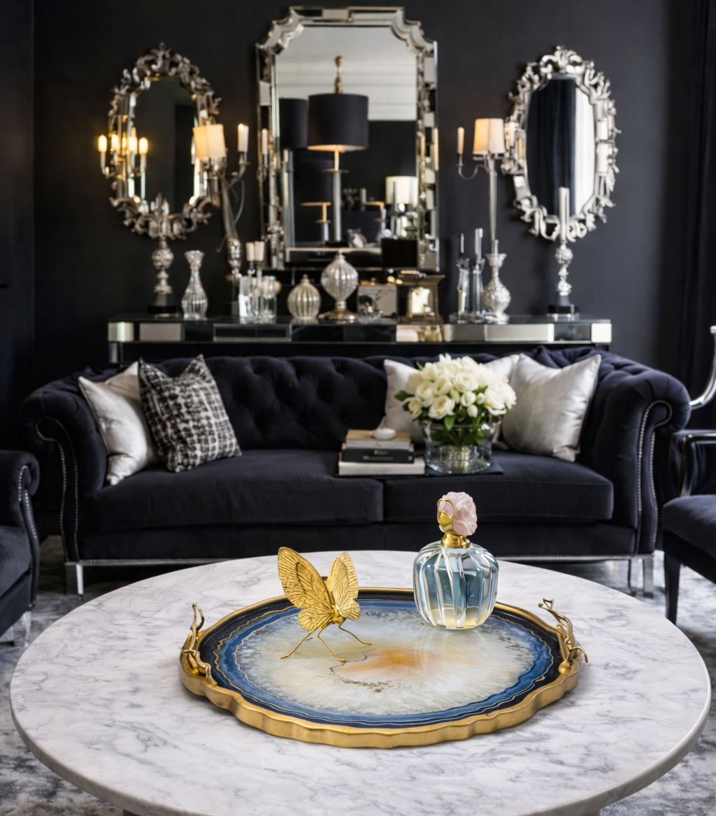 Khay Tròn Abysses Bleu Profond Ronde Decorative Trays 36x40-KHAY TRANG TRÍ-CẬU HAI HOME DECOR-CẬU HAI HOME DECOR