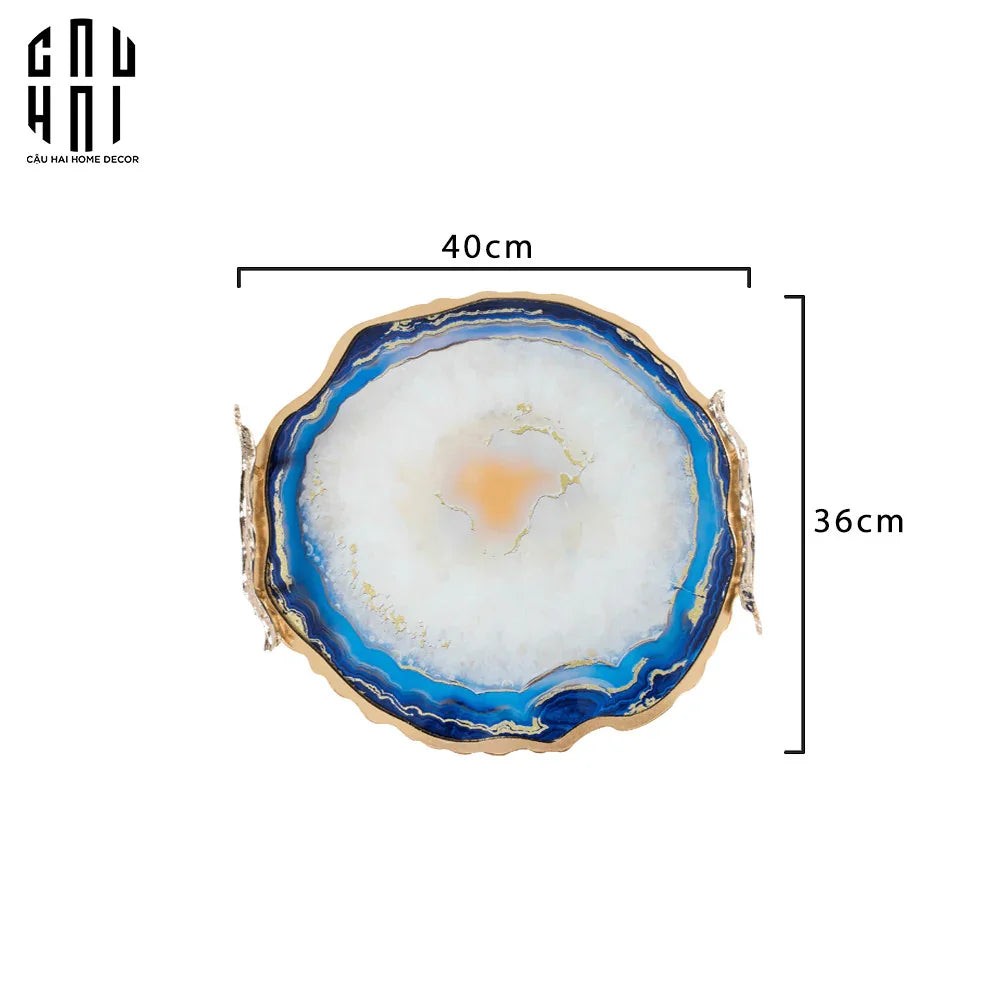 Khay Tròn Abysses Bleu Profond Ronde Decorative Trays 36x40-KHAY TRANG TRÍ-CẬU HAI HOME DECOR-CẬU HAI HOME DECOR