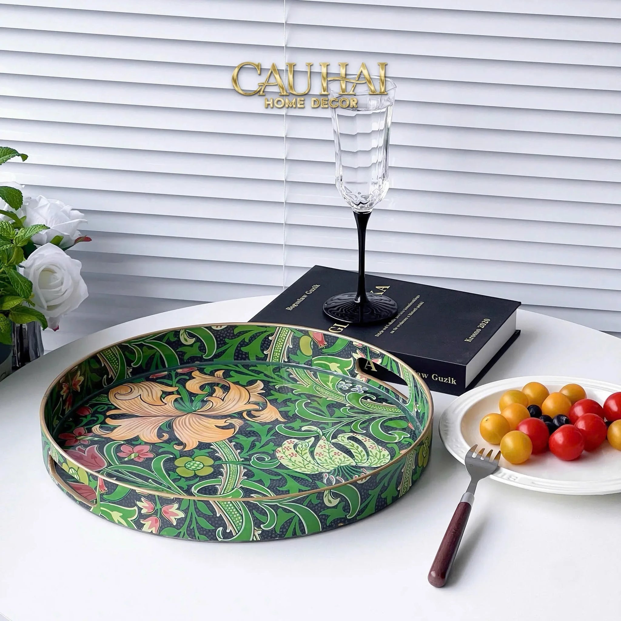 Khay Tròn Acrylic Veridant Forest Baroque Decorative Trays D33-KHAY TRANG TRÍ-CẬU HAI HOME DECOR