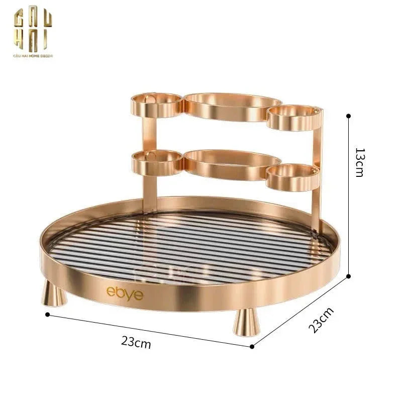 Khay Tròn Phòng Tắm Bàn Trang Điểm - Champagne Luxe - Waterproof Vanity Organizers 23cm-KHAY TRANG TRÍ-CẬU HAI HOME DECOR
