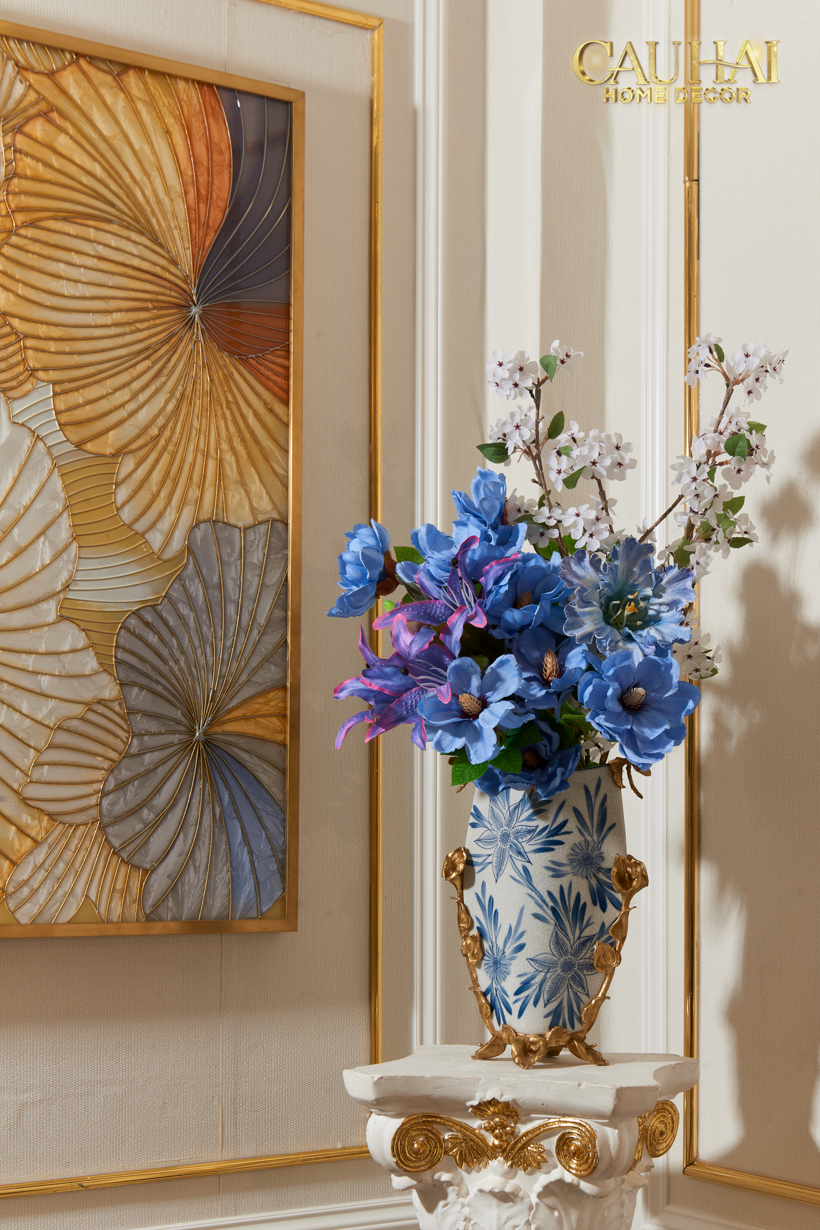 Maison Couture - Bình Hoa Khổng Tước Bằng Đồng-  Dynasty Regal Paon  Indigo Indochine H42