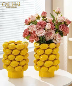 La Sicilia Royale - Bình Hoa Ceramic Citron - Éclat Jaune H25*19-BÌNH HOA-CẬU HAI HOME DECOR