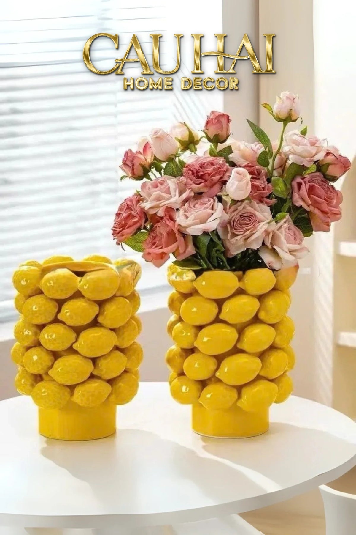 La Sicilia Royale - Bình Hoa Ceramic Citron - Éclat Jaune H25*19-BÌNH HOA-Đối tác tại Trung Quốc theo từng đơn đặt hàng-CẬU HAI HOME DECOR