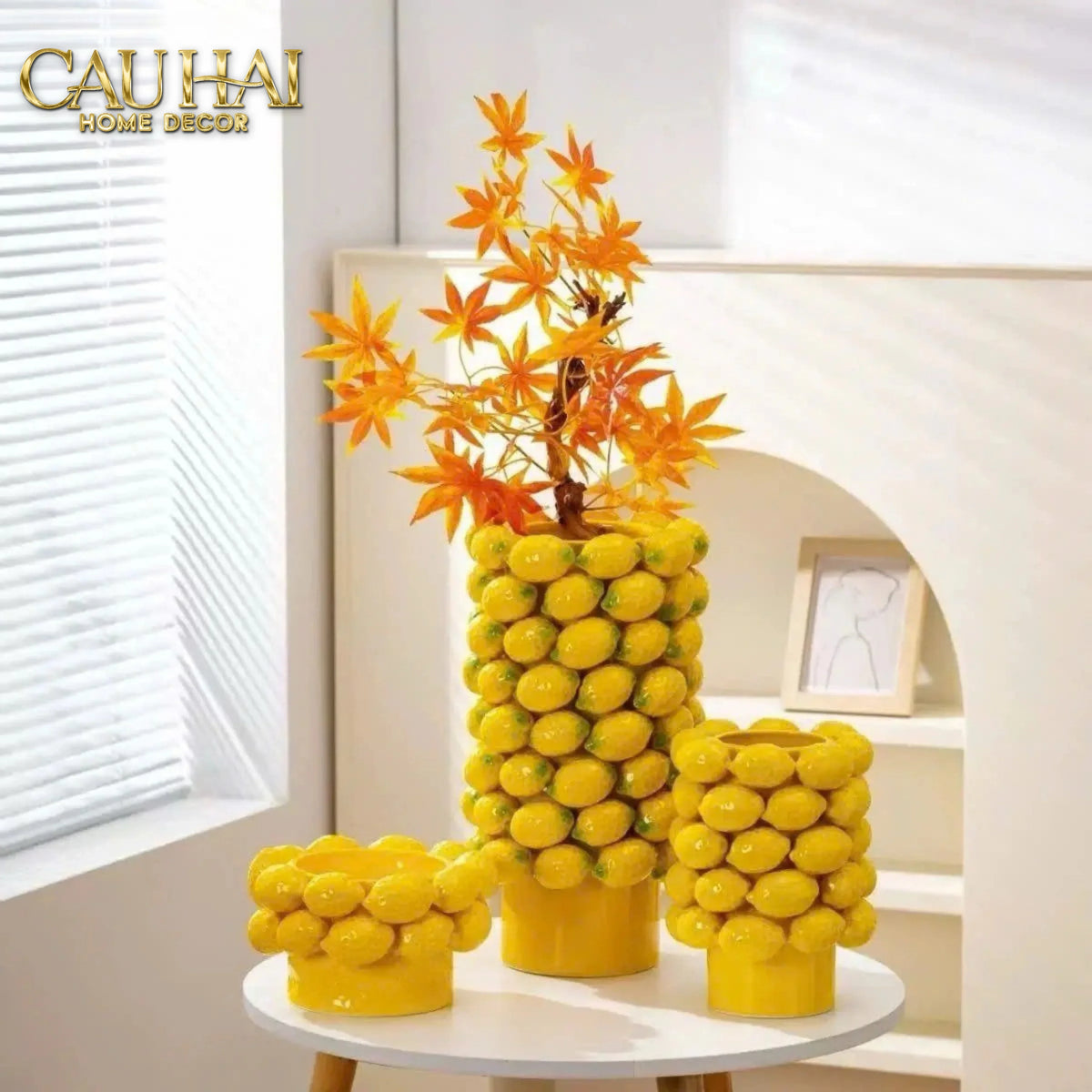La Sicilia Royale - Bình Hoa Ceramic Citron - Éclat Jaune H25*19-BÌNH HOA-Đối tác tại Trung Quốc theo từng đơn đặt hàng-CẬU HAI HOME DECOR