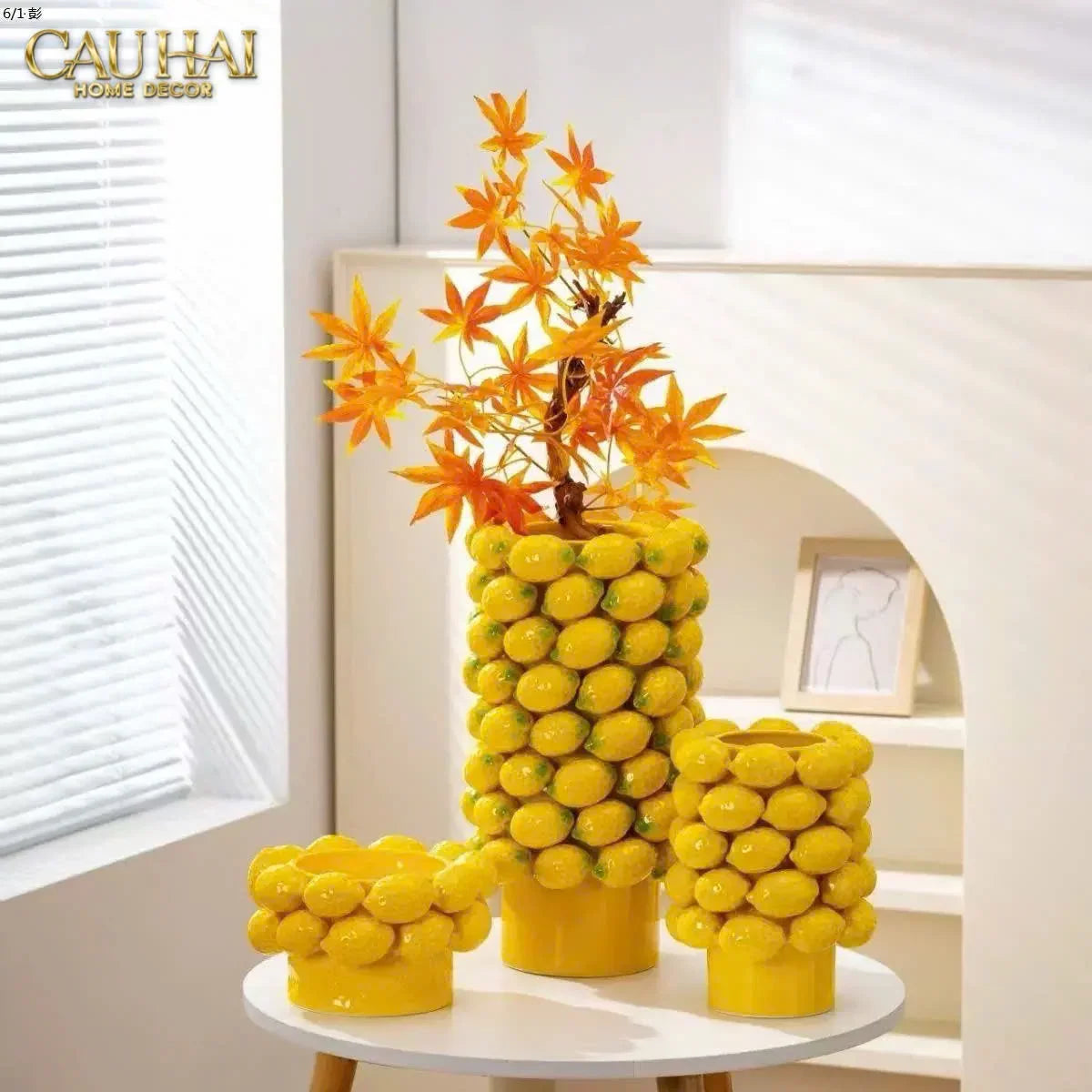 La Sicilia Royale - Bình Hoa Ceramic Citron - Éclat Jaune H25*19-BÌNH HOA-Đối tác tại Trung Quốc theo từng đơn đặt hàng-CẬU HAI HOME DECOR