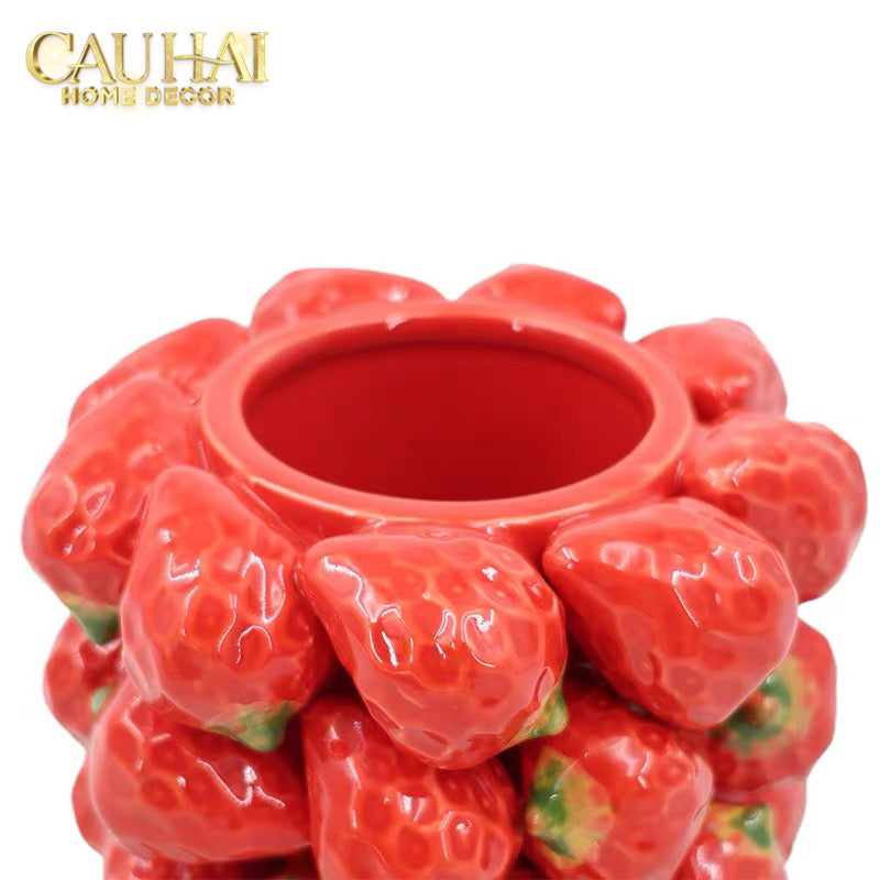 La Sicilia Royale - Bình Hoa Gốm Sứ Strawberry Impériale Rouge 19x26 H25-BÌNH HOA-CẬU HAI HOME DECOR