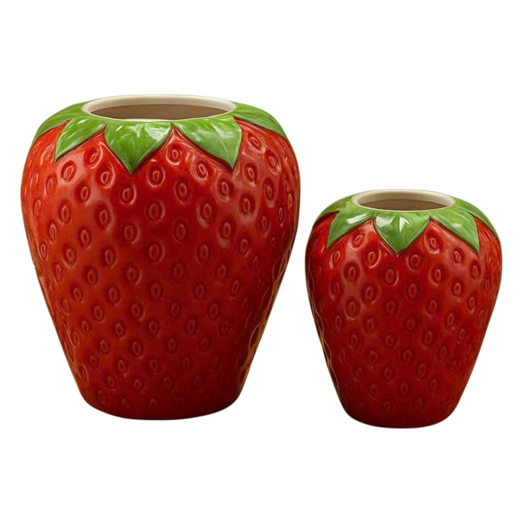 La Sicilia Royale - Set 2 Bình Gốm Sứ Dâu Tây — Fraise Couture Ceramic Pair-BÌNH GỐM SỨ-CẬU HAI HOME DECOR-CẬU HAI HOME DECOR