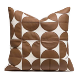 Vỏ Gối Leather Géométrique Camel Ivory 45x45