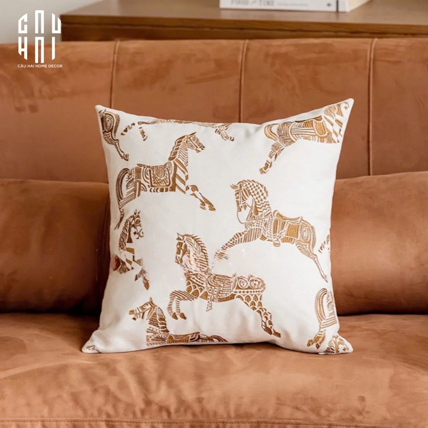 Les Cussins D’Élégance - Vỏ Gối Canvas Équestre Wild Spirit 45-VỎ GỐI-CẬU HAI HOME DECOR