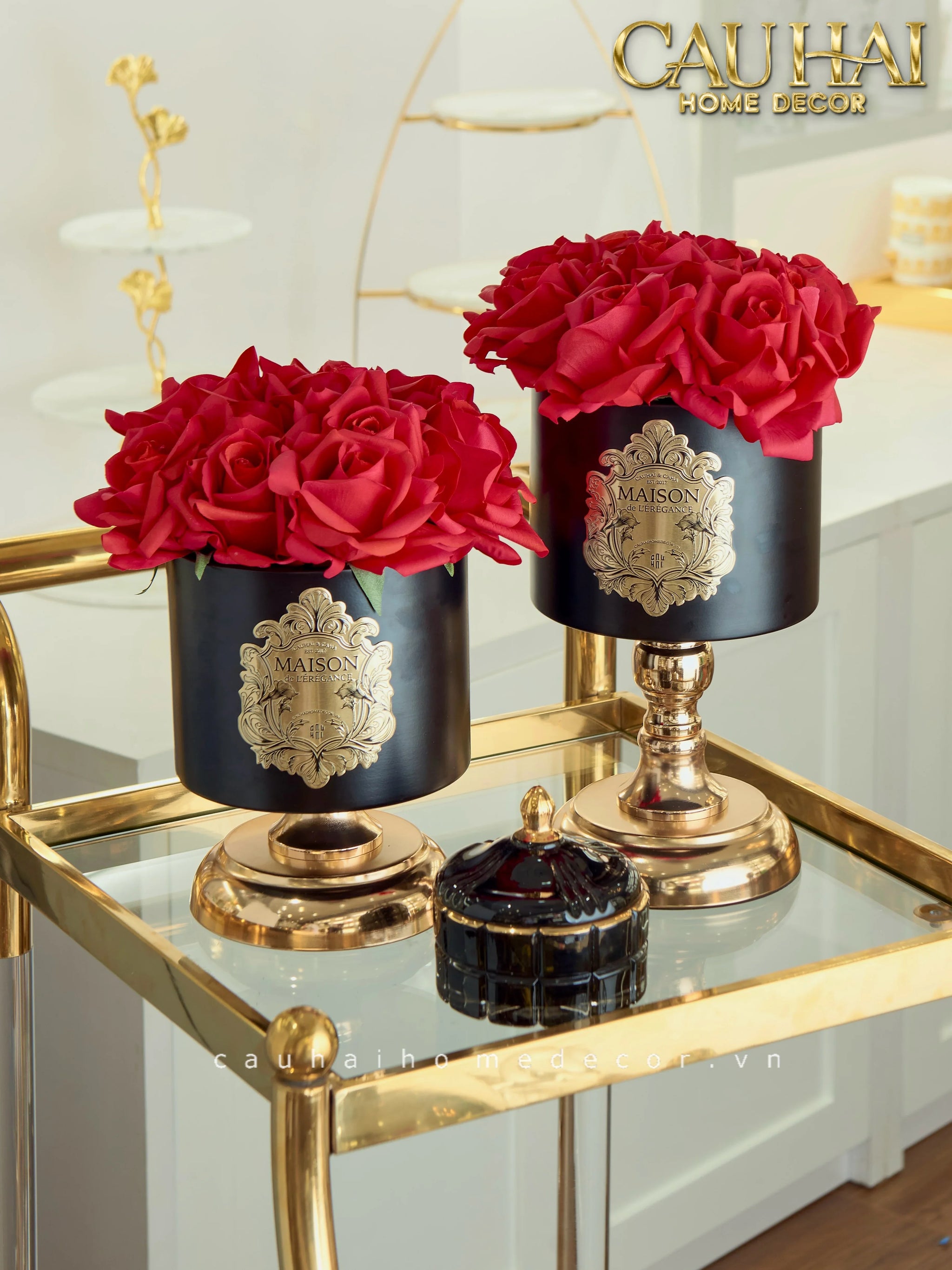 L’Essence Du Rose 15 - Chậu Hoa Hồng Pedestal H26-BÌNH HOA-CẬU HAI HOME DECOR