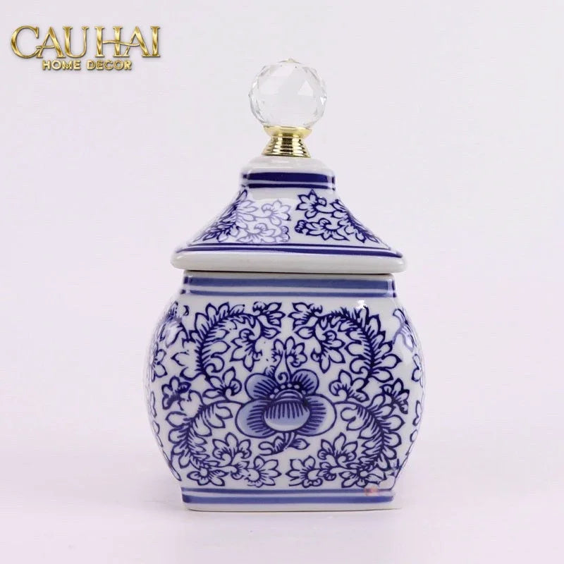 Lọ Cắm Hoa - Hoà Điền Ngọc - Indochine Indigo Porcelain Vases-HŨ TRANG TRÍ-CẬU HAI HOME DECOR