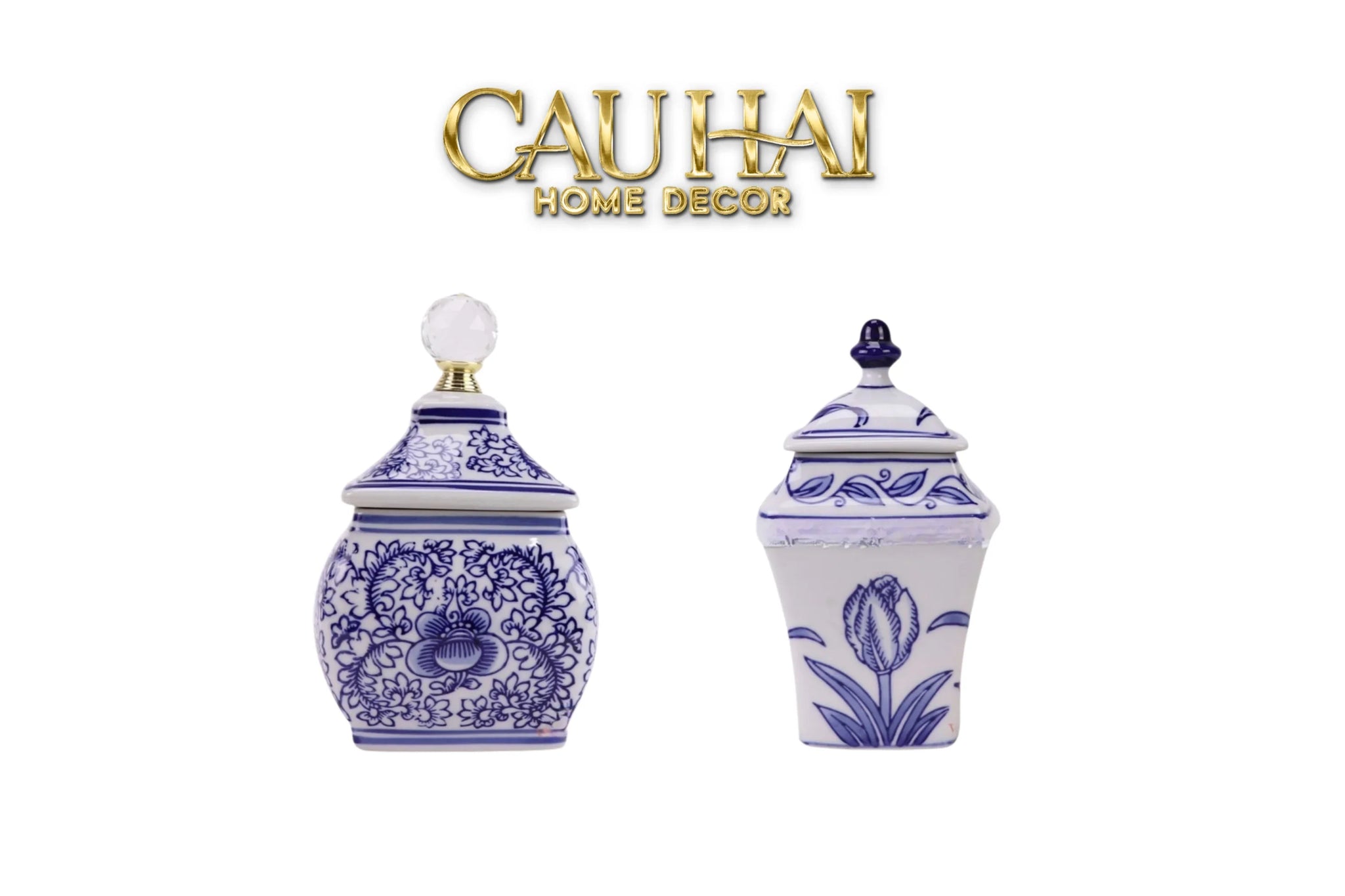 Lọ Cắm Hoa - Hoà Điền Ngọc - Indochine Indigo Porcelain Vases-HŨ TRANG TRÍ-CẬU HAI HOME DECOR