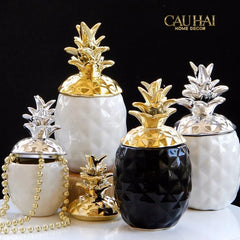 Lọ Ceramic Aura Pineapple - Gold/Silver-HŨ TRANG TRÍ-CẬU HAI HOME DECOR