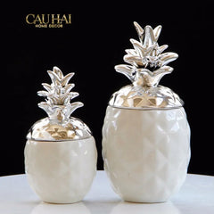 Lọ Ceramic Aura Pineapple - Gold/Silver-HŨ TRANG TRÍ-CẬU HAI HOME DECOR