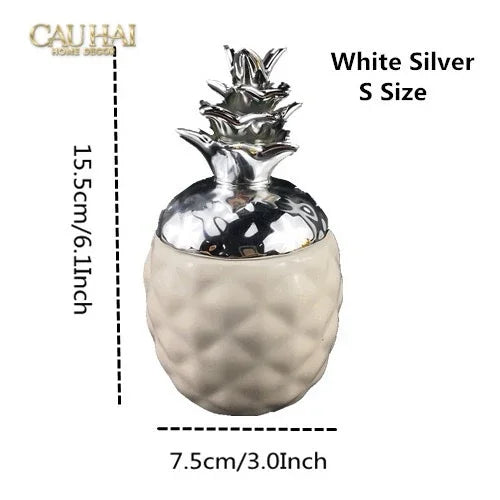 Lọ Ceramic Aura Pineapple - Gold/Silver-HŨ TRANG TRÍ-CẬU HAI HOME DECOR