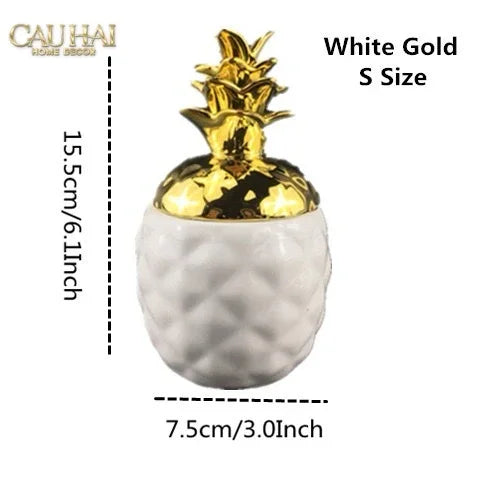 Lọ Ceramic Aura Pineapple - Gold/Silver-HŨ TRANG TRÍ-CẬU HAI HOME DECOR