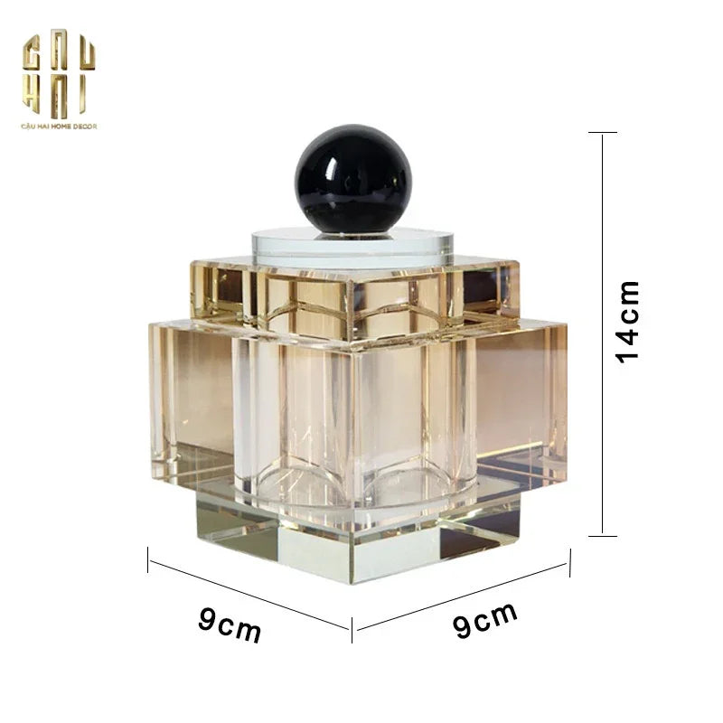 Lọ Crystal Obsidian Cube - Champagne-LY THỦY TINH-CẬU HAI HOME DECOR