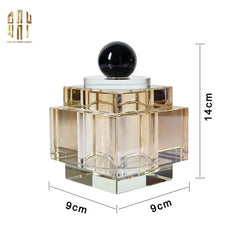 Lọ Crystal Obsidian Cube - Champagne-LY THỦY TINH-CẬU HAI HOME DECOR