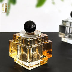 Lọ Crystal Obsidian Cube - Champagne-LY THỦY TINH-CẬU HAI HOME DECOR