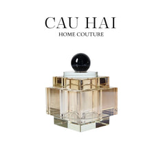 Lọ Crystal Obsidian Cube - Champagne-LY THỦY TINH-CẬU HAI HOME DECOR