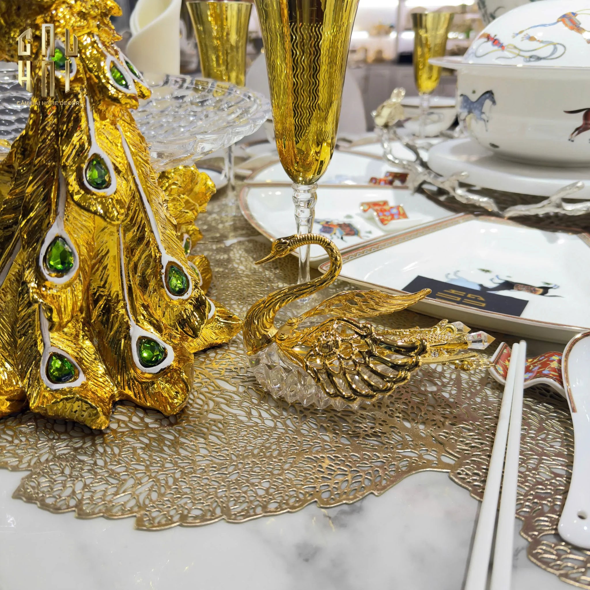 Lọ Đường Persian Crystal Swan - Gilded Wings-HŨ TRANG TRÍ-CẬU HAI HOME DECOR
