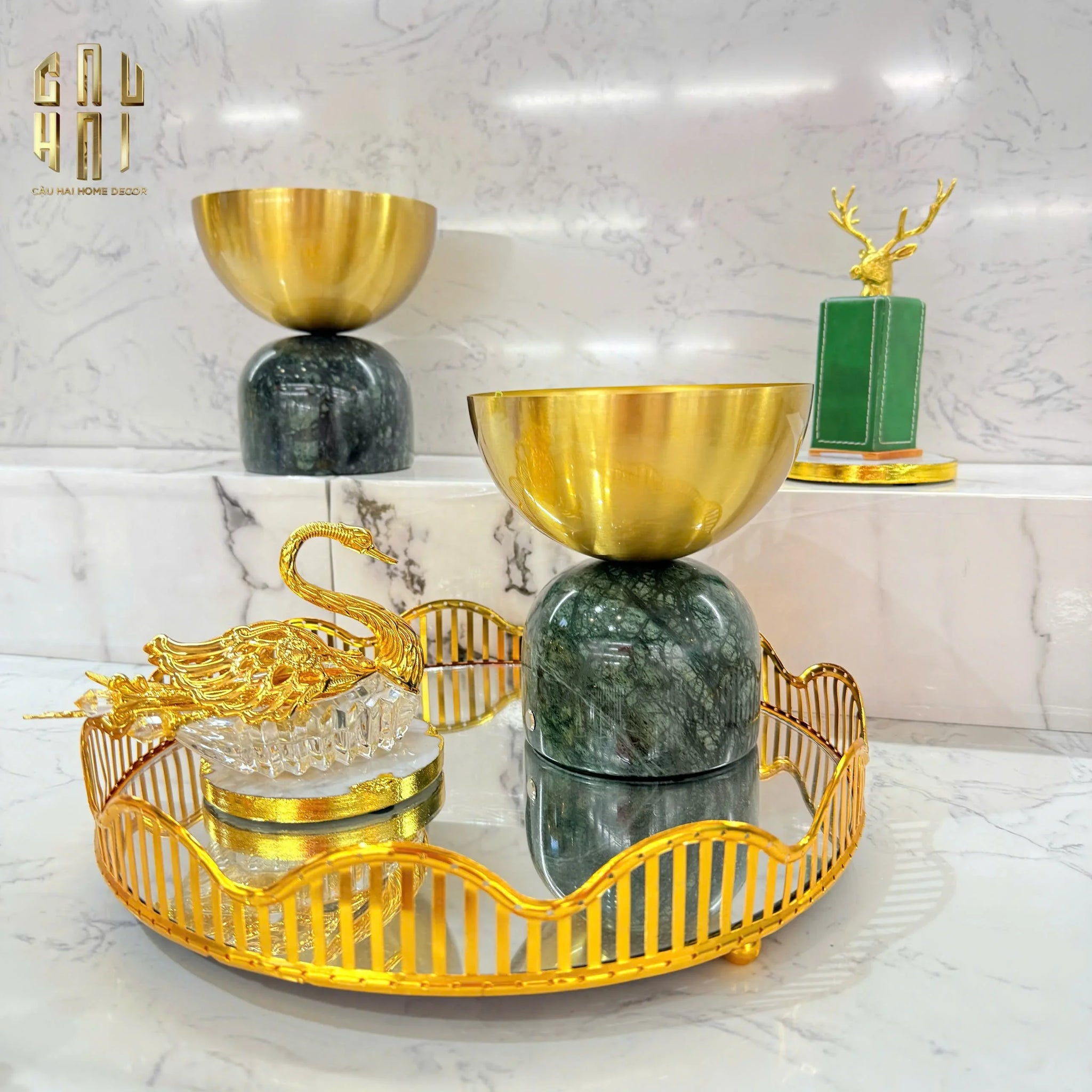 Lọ Đường Persian Crystal Swan - Gilded Wings-HŨ TRANG TRÍ-CẬU HAI HOME DECOR