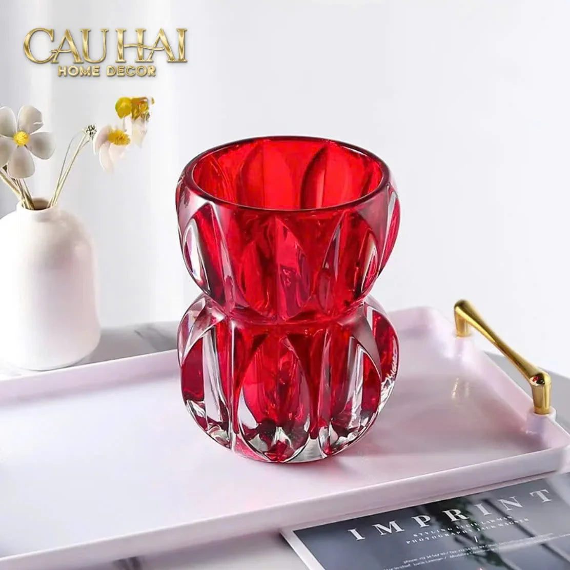 Lọ Hoa Pha Lê Ruby Cristalleries Vase 18cm-BÌNH HOA-CẬU HAI HOME DECOR