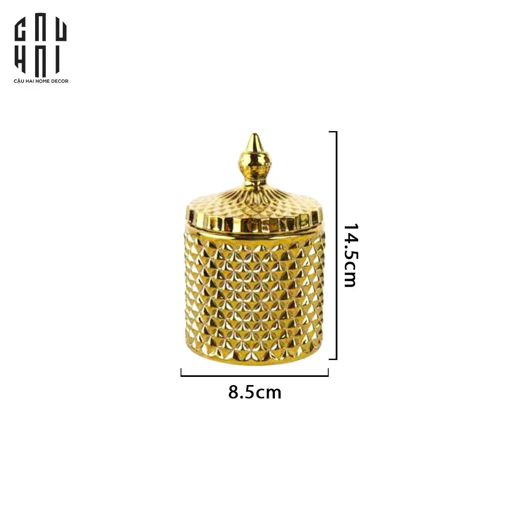 Lọ Kẹo / Candy Box Golden Premium - Éclat Bonbonnière 8.5x14.5-Lọ kẹo Canister Bonbonnière-CẬU HAI HOME DECOR