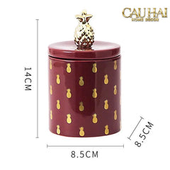 Lọ Kẹo Gốm Sứ Holiday Seasons Golden Fêtes Art Canister 8.5x14-TRANG TRÍ GIÁNG SINH-CẬU HAI HOME DECOR