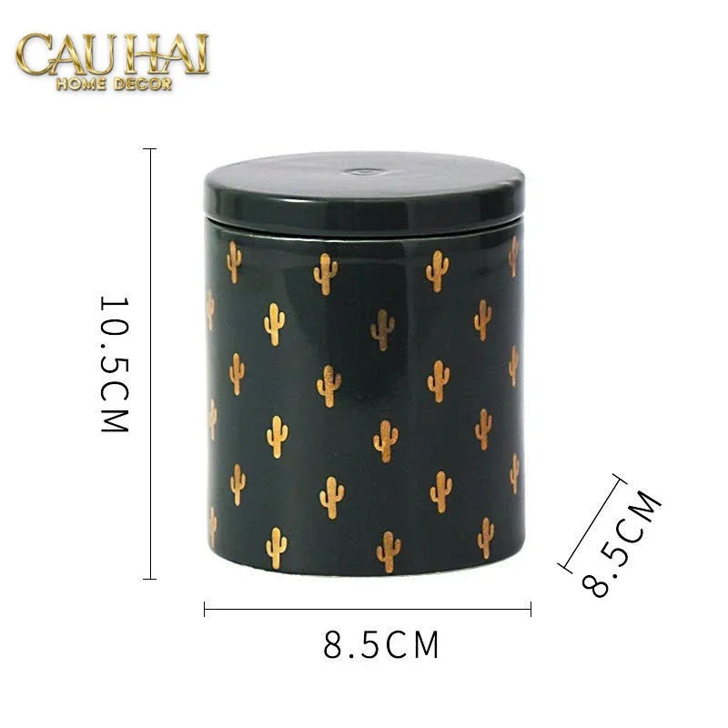 Lọ Kẹo Gốm Sứ Holiday Seasons Golden Fêtes Art Canister 8.5x14-TRANG TRÍ GIÁNG SINH-CẬU HAI HOME DECOR