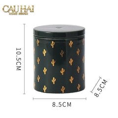 Lọ Kẹo Gốm Sứ Holiday Seasons Golden Fêtes Art Canister 8.5x14-TRANG TRÍ GIÁNG SINH-CẬU HAI HOME DECOR