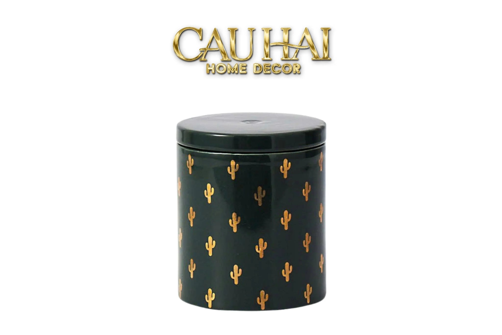 Lọ Kẹo Gốm Sứ Holiday Seasons Golden Fêtes Art Canister 8.5x14-TRANG TRÍ GIÁNG SINH-CẬU HAI HOME DECOR