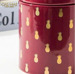 Lọ Kẹo Gốm Sứ Holiday Seasons Golden Fêtes Art Canister 8.5x14-TRANG TRÍ GIÁNG SINH-CẬU HAI HOME DECOR