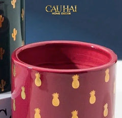 Lọ Kẹo Gốm Sứ Holiday Seasons Golden Fêtes Art Canister 8.5x14-TRANG TRÍ GIÁNG SINH-CẬU HAI HOME DECOR