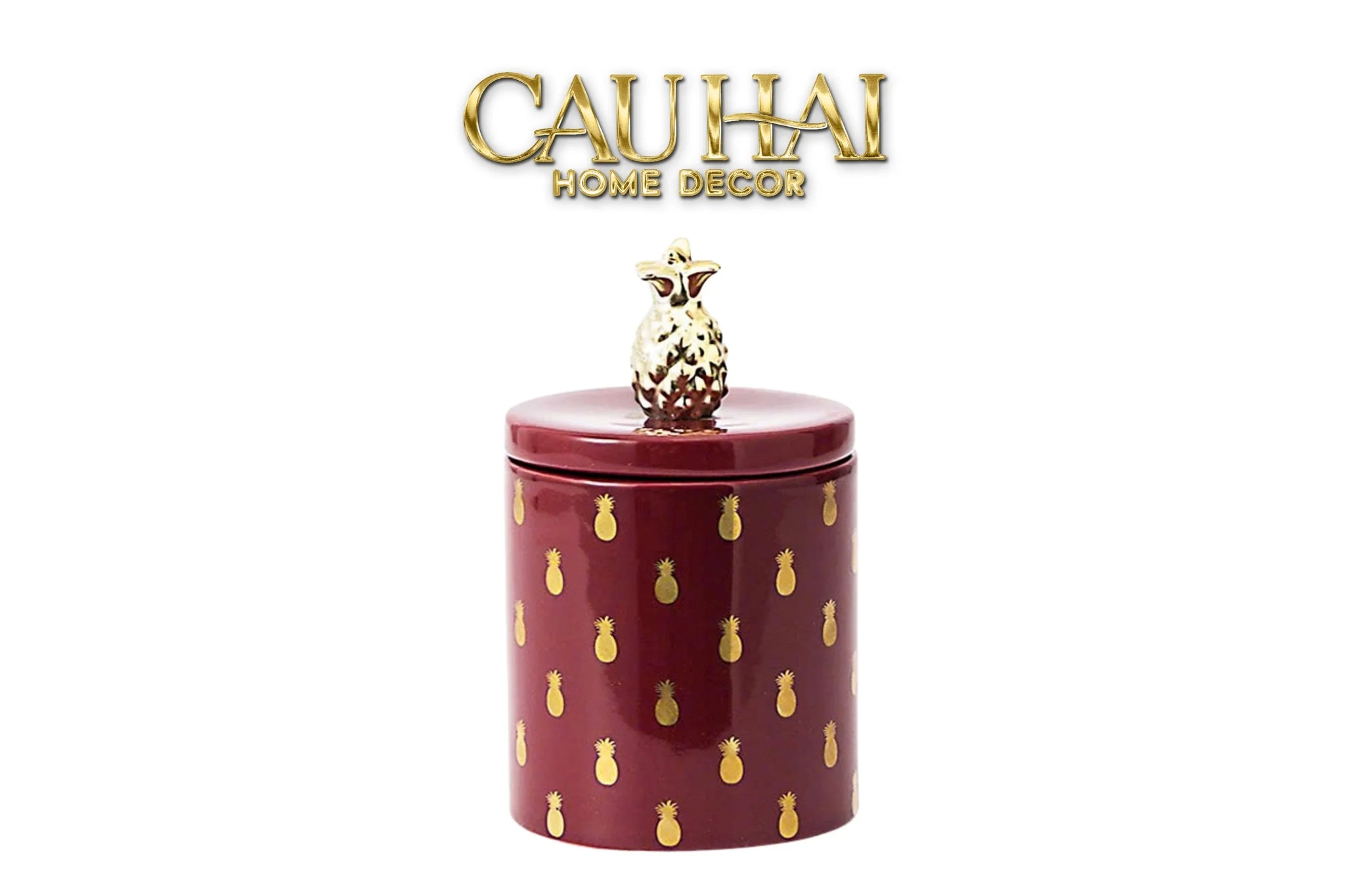 Lọ Kẹo Gốm Sứ Holiday Seasons Golden Fêtes Art Canister 8.5x14-TRANG TRÍ GIÁNG SINH-CẬU HAI HOME DECOR