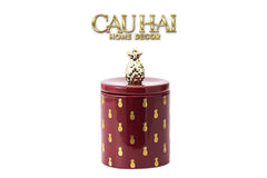 Lọ Kẹo Gốm Sứ Holiday Seasons Golden Fêtes Art Canister 8.5x14-TRANG TRÍ GIÁNG SINH-CẬU HAI HOME DECOR