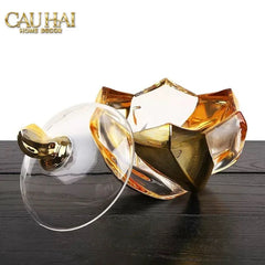 Lọ Kẹo Pha Lê Mạ Vàng Crown Of Aurora Cristalleries Bonbonnière 16x17.5 W1.3Kg-Lọ kẹo Canister Bonbonnière-CẬU HAI HOME DECOR