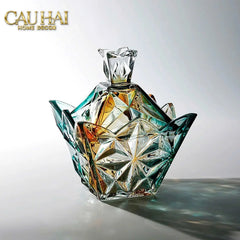 Lọ Kẹo Pha Lê Ngũ Sắc Arc-En-Ciel Couronne Royale Cristalleries Candy Bonbonnière 16x18-Lọ kẹo Canister Bonbonnière-CẬU HAI HOME DECOR