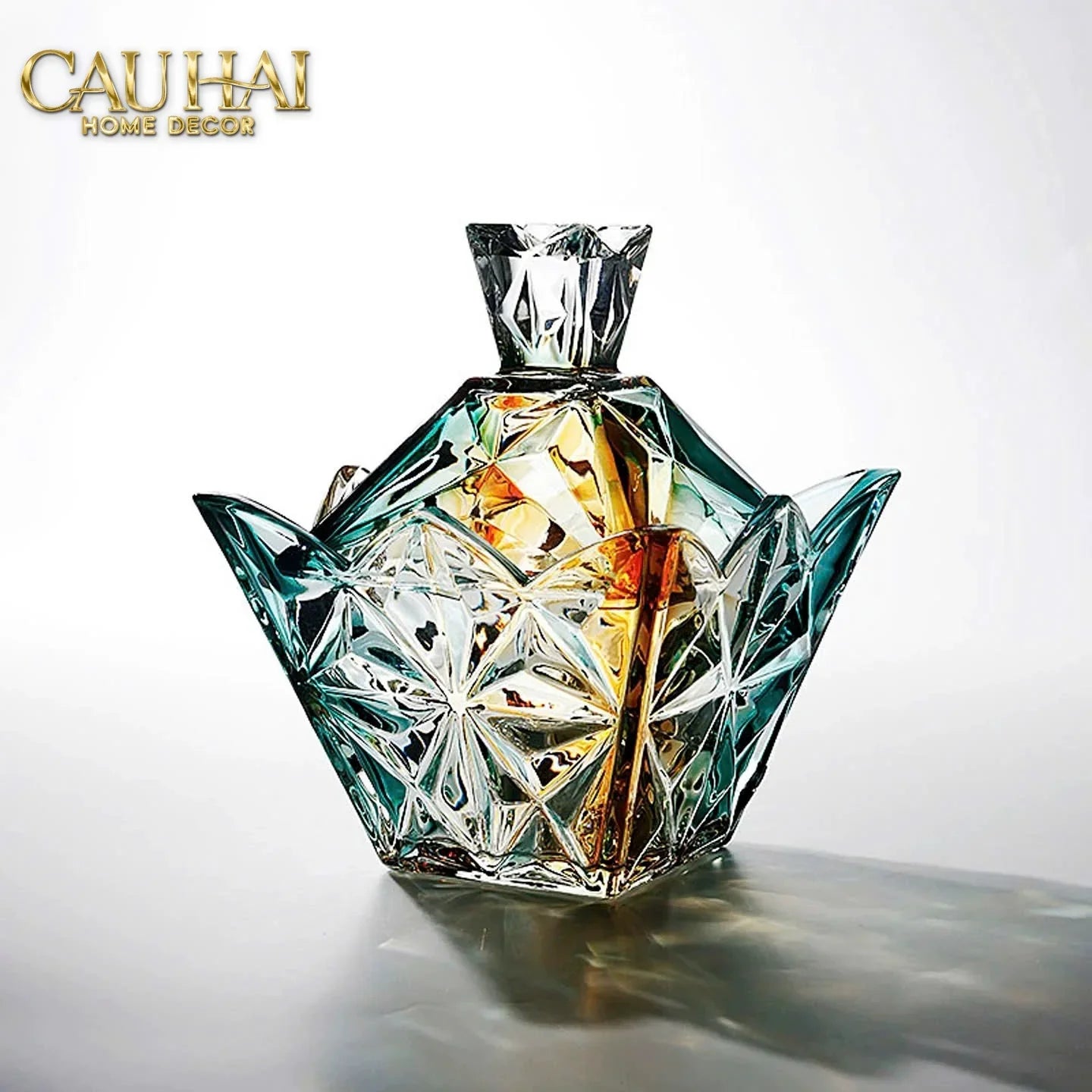 Lọ Kẹo Pha Lê Ngũ Sắc Arc-En-Ciel Couronne Royale Cristalleries Candy Bonbonnière 16x18-Lọ kẹo Canister Bonbonnière-CẬU HAI HOME DECOR
