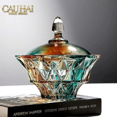 Lọ Kẹo Pha Lê Ngũ Sắc Arc-En-Ciel Orbe De Sceptre Cristalleries Candy Bonbonnière 19x19.5-Lọ kẹo Canister Bonbonnière-CẬU HAI HOME DECOR