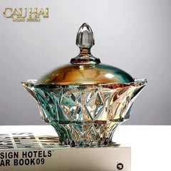 Lọ Kẹo Pha Lê Ngũ Sắc Arc-En-Ciel Orbe De Sceptre Cristalleries Candy Bonbonnière 19x19.5-Lọ kẹo Canister Bonbonnière-CẬU HAI HOME DECOR