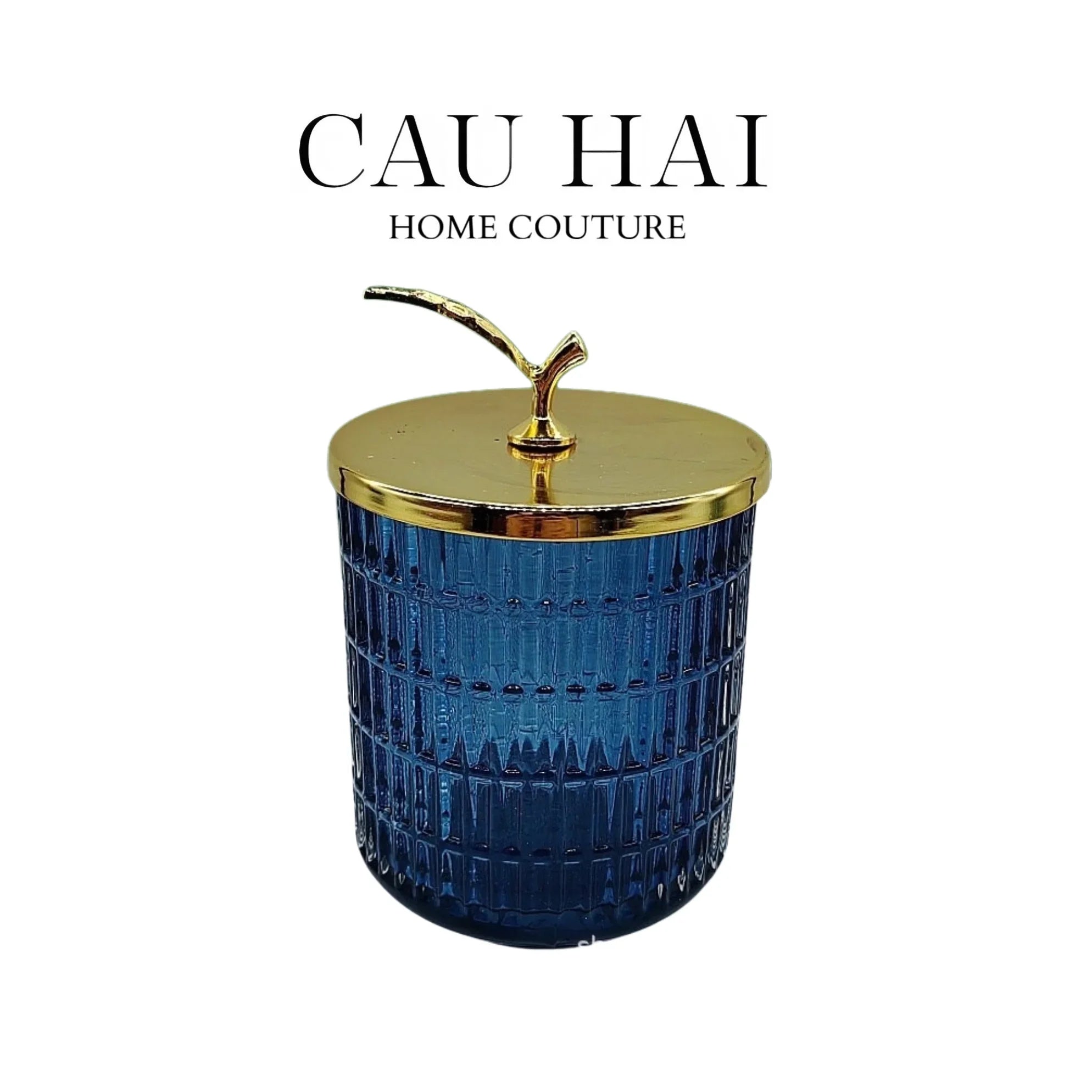 Lọ Kẹo Thuỷ Tinh Blue Ocean Cristalleries - Golden Twig Bonbonnière-Lọ kẹo Canister Bonbonnière-CẬU HAI HOME DECOR