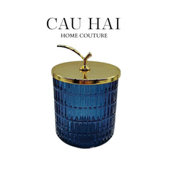 Lọ Kẹo Thuỷ Tinh Blue Ocean Cristalleries - Golden Twig Bonbonnière-Lọ kẹo Canister Bonbonnière-CẬU HAI HOME DECOR