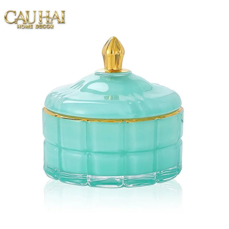 Lọ Kẹo Thuỷ Tinh Castle Wall Cyan / Savior-Lọ kẹo Canister Bonbonnière-CẬU HAI HOME DECOR