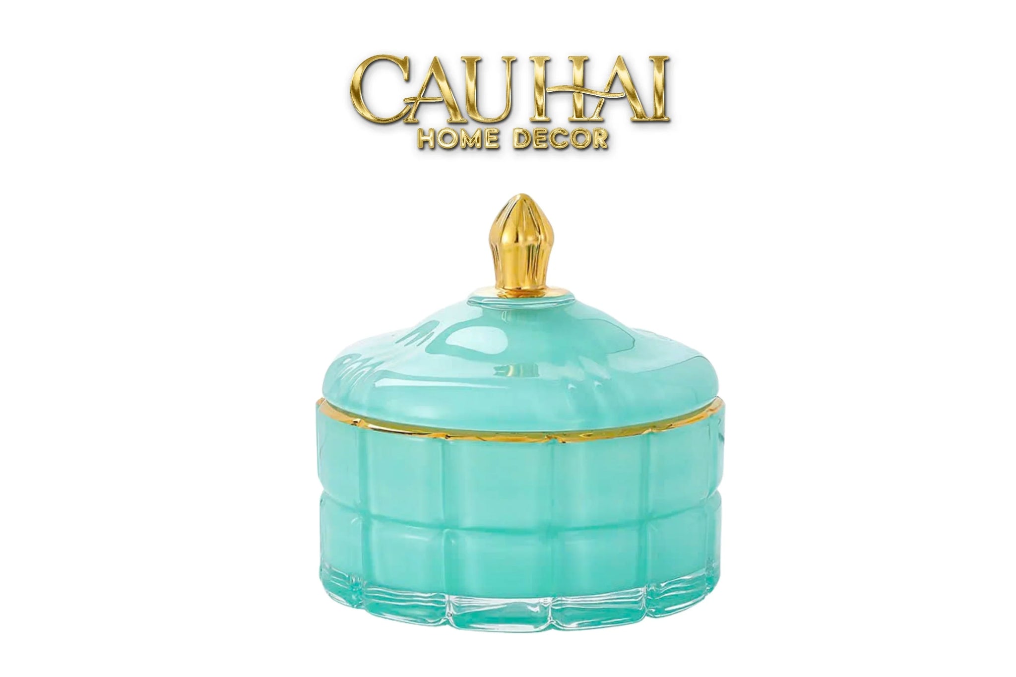 Lọ Kẹo Thuỷ Tinh Castle Wall Cyan / Savior-Lọ kẹo Canister Bonbonnière-CẬU HAI HOME DECOR