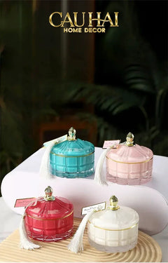 Lọ Kẹo Thuỷ Tinh Castle Wall Cyan / Savior-Lọ kẹo Canister Bonbonnière-CẬU HAI HOME DECOR