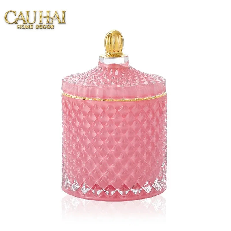 Lọ Kẹo Thuỷ Tinh Castle Wall Cyan / Savior-Lọ kẹo Canister Bonbonnière-Đối tác tại Trung Quốc theo từng đơn đặt hàng-CẬU HAI HOME DECOR