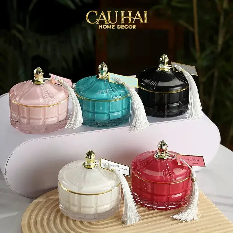Lọ Kẹo Thuỷ Tinh Castle Wall Cyan / Savior-Lọ kẹo Canister Bonbonnière-Đối tác tại Trung Quốc theo từng đơn đặt hàng-CẬU HAI HOME DECOR