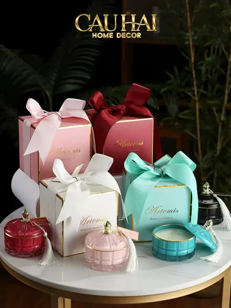 Lọ Kẹo Thuỷ Tinh Castle Wall Cyan / Savior-Lọ kẹo Canister Bonbonnière-Đối tác tại Trung Quốc theo từng đơn đặt hàng-CẬU HAI HOME DECOR